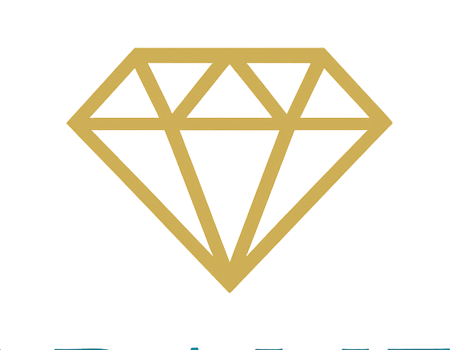 ADAMES Logo – goldener Diamant mit Schriftzug ADAMES in Türkis
