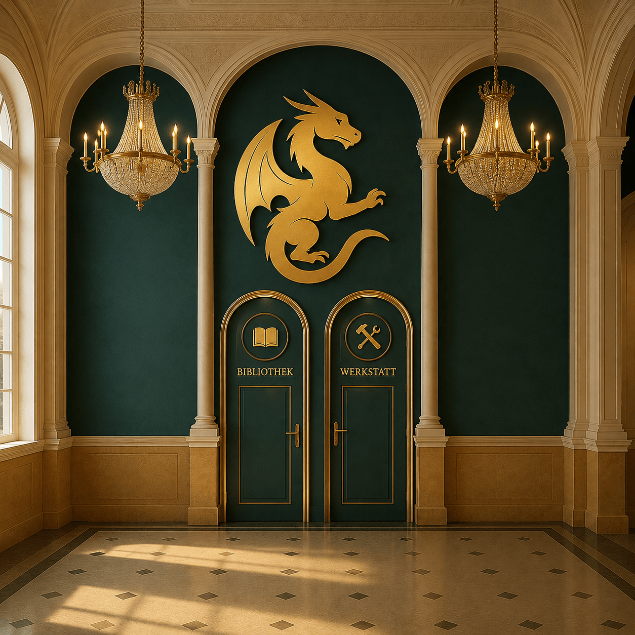 ADAMES Villa Lobby – Eingang zu Bibliothek und Werkstatt